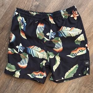 Vans Boys Size XL Black and Green Dynamic Board Shorts Tropical‎ Print